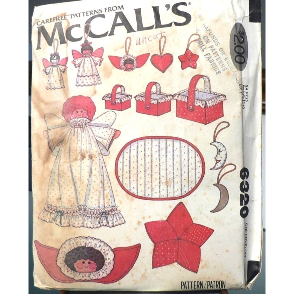 McCall's 6320 Vintage‎ Crafts Pattern Christmas Decorations Angel Star Uncut